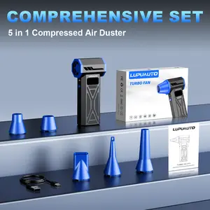 Compressed Air Duster, Super Power  Fan, 130000RPM Electric Air Duster Violent Fan, 4 Gears Adjustable  JetFan, Handheld Mini Blower for Computer, Keyboard, Outdoor, House and Car turbo high suction multiple Tire Wax with Sponge and Plastic Repair strong