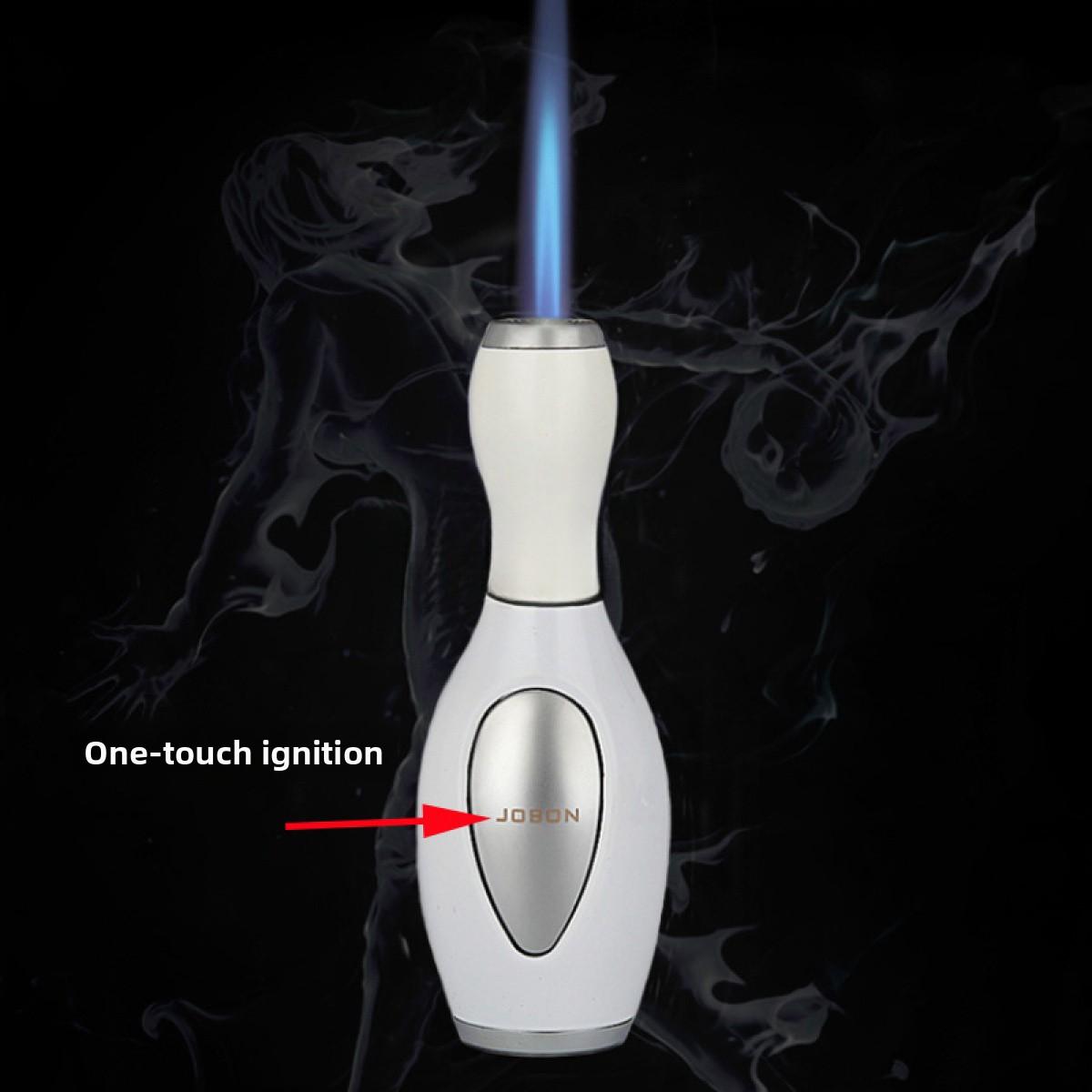 High Temperature Direct Injection Gas Lighter Windproof Refillable Butane Torch In Novelty Bowling Ball Shape For Camping BBQ Gifts(No Flue)