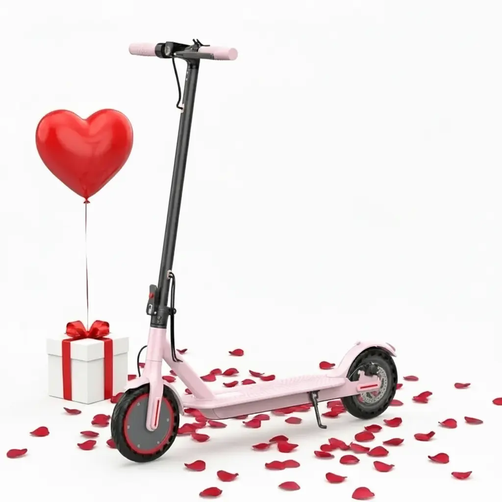 Valentine's Pink Commuting E-Scooter - 350W Motor, 8.5-Inch Solid Tires, 19mph Top Speed, 12-16 Mi Range, Dual Brake System, App Controlled, Portable Folding Gift for Family & Friends, App Controlled Scooter, Commuting Scooter