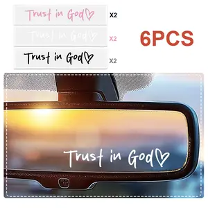 Trust in God Car Rearview Mirror Sticker, 6Pcs(Black+White+Pink) Inspirational Vinyl Decal Ideal Christian Gift for Auto Accessories