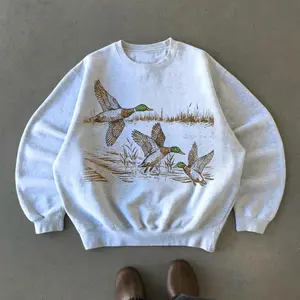 [SaleUpTo50%] Retro Duck Nature Sweatshirt , 90s Vintage Wildlife Mallard Pullover, Boho Unisex Cabincore Crewneck Cozy Season Rustic Cabin Shirt