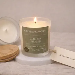 Crafted Concept Golden Island Scented Candle – Coconut Wax Blend – 8 oz Luxury Candle