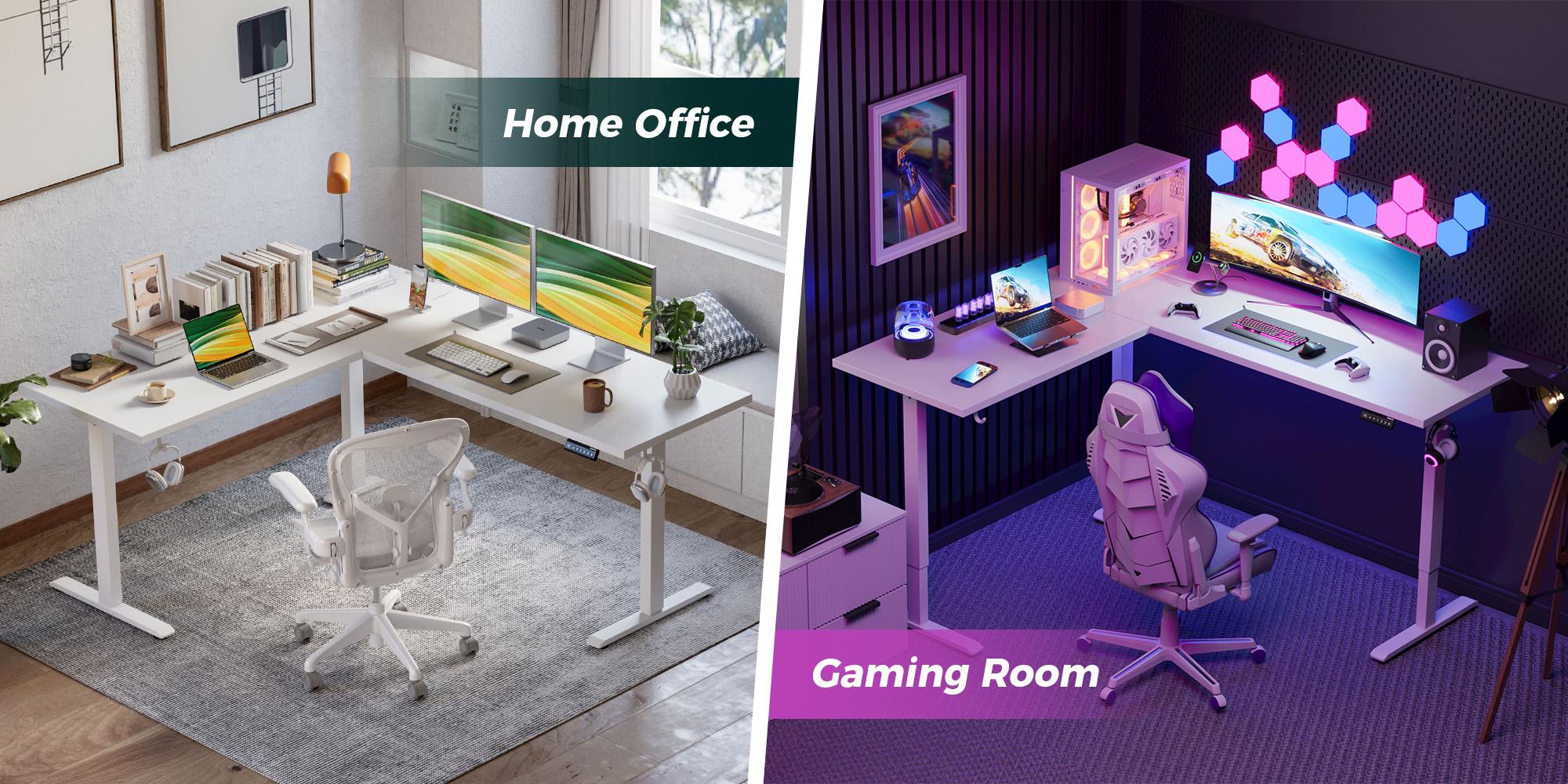 Agilestic L Shaped Standing Desk, Electric Height Adjustable Home Office Desk, Large Ergonomic Computer Desk with 3 Memory Buttons, Cable Management, Corner Desk for Home & Office Workstations