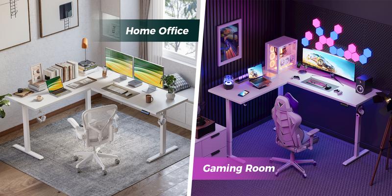 Agilestic L Shaped Standing Desk, Electric Height Adjustable Home Office Desk, Large Ergonomic Computer Desk with 3 Memory Buttons, Cable Management, Corner Desk for Home & Office Workstations