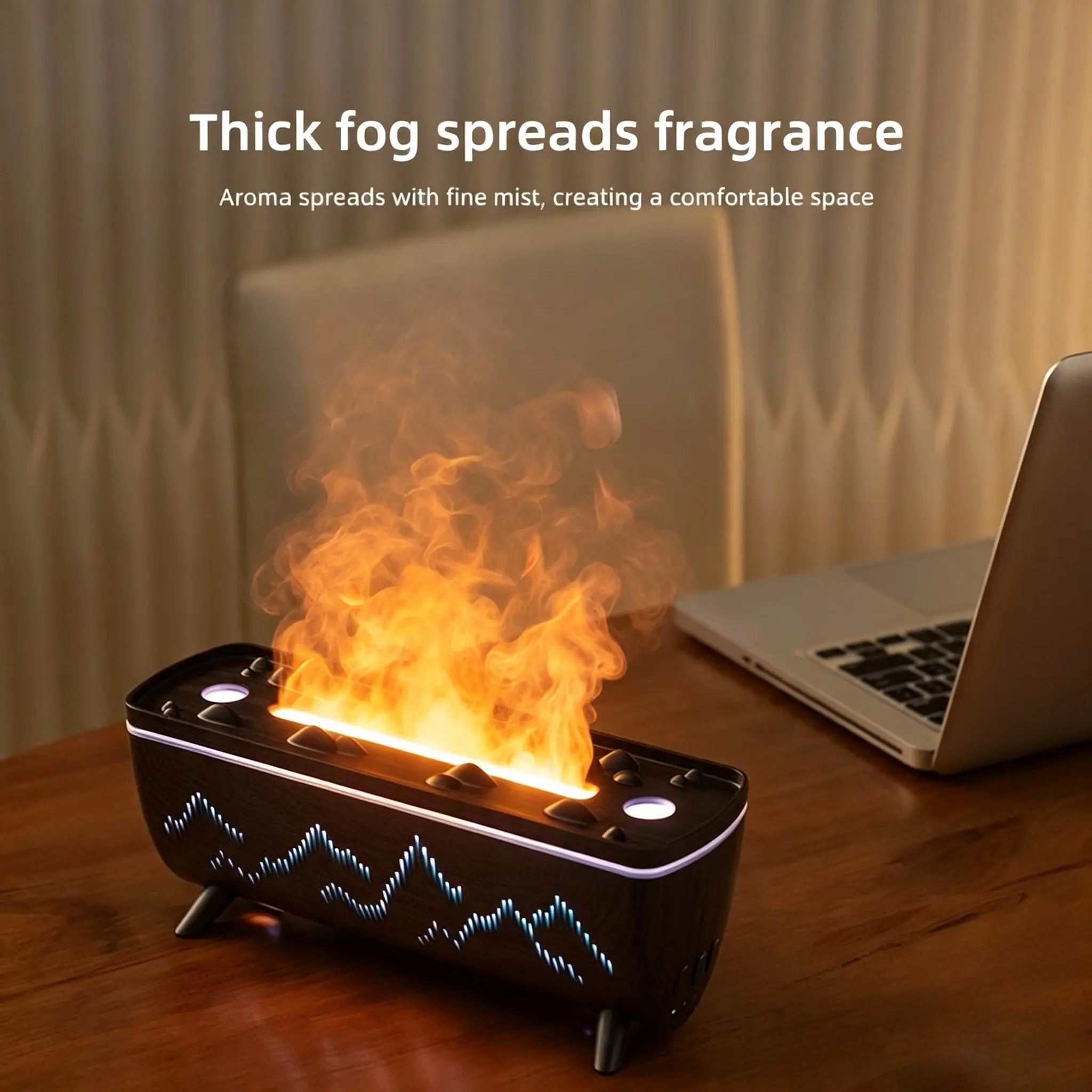 Remote Control Simulation Flame Aromatherapy Humidifier - Corded Automated Misting Machine, Desktop Ultrasonic Double Spray, 112x82x262mm, 12W Power for Steady Misting, Home Fragrance Mist Dispenser,back to school,back to school haul