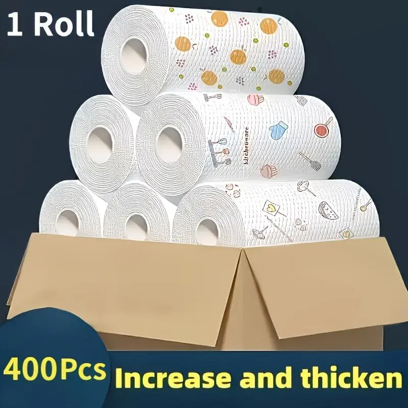 Random Color Disposable Kitchen Cleaning Cloth (400pcs/roll), Reusable Water Absorbent Kitchen Dish Cloths, Household Cleaning Rag, Kitchen Cleaning Supplies, Kitchen Wipes