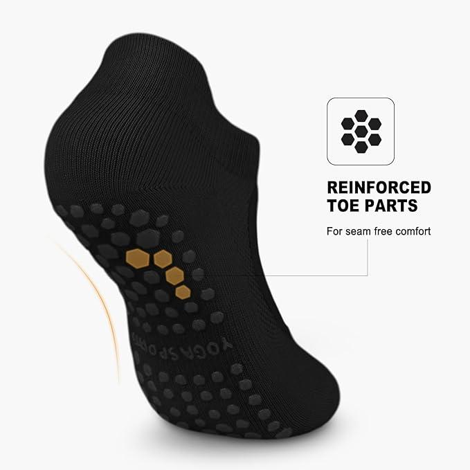 5 Pairs Pilates Socks Yoga Socks with Grips for Women Non Slip, Pilates, Workout, Pure Barre, Ballet, Dance, Hospital Socks Womenswear