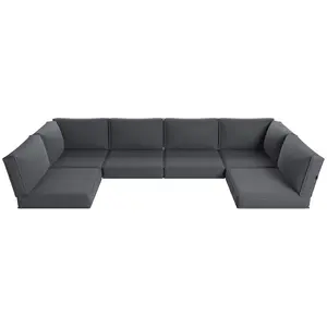 [Only Cushion] Aoxun 14-Piece Deep Seat Patio Cushions for 6-Seat Sets Waterproof Fade Resistant Black Replacement Outdoor Furniture Cushions