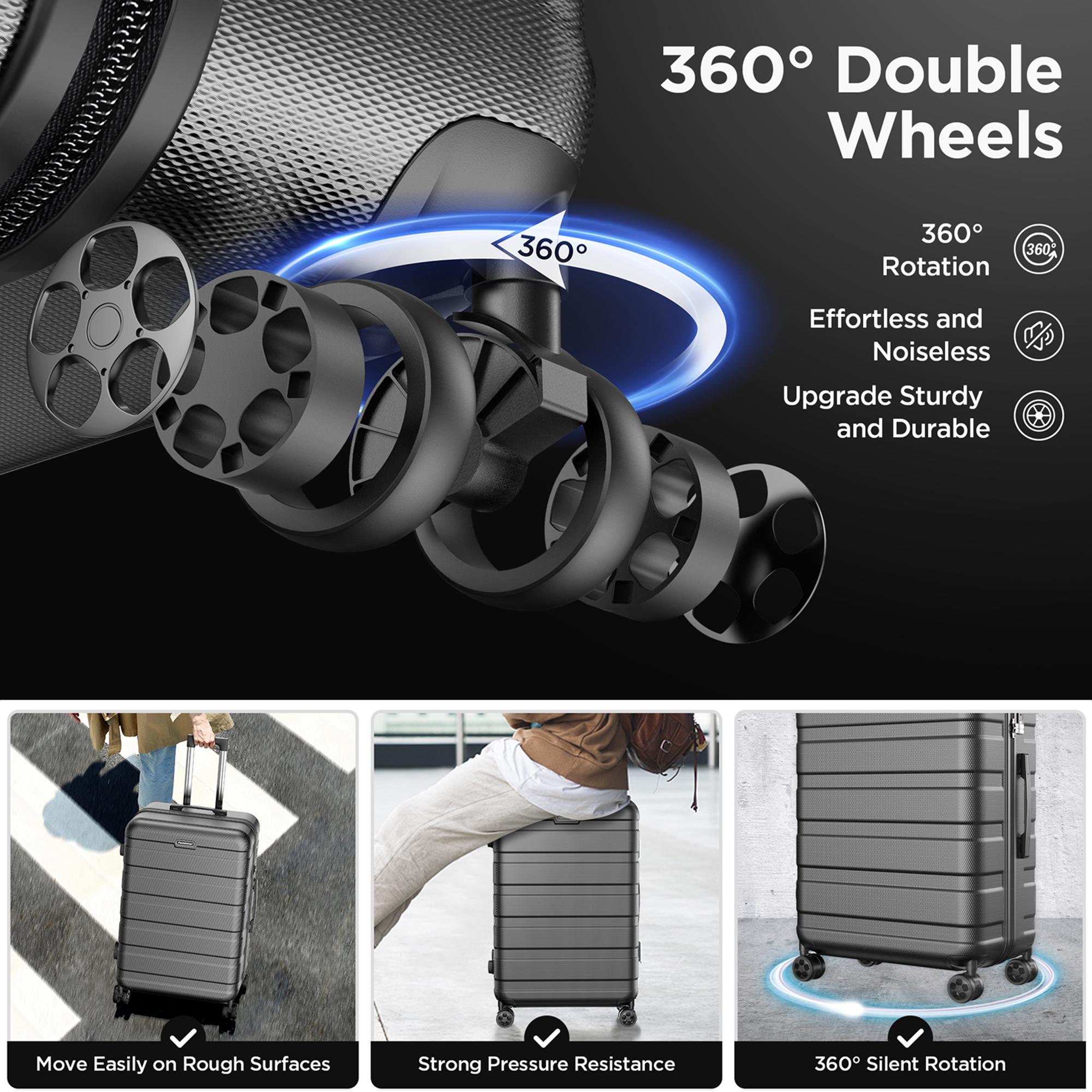 Famistar 11-Piece Luggage Set 4 Hard Shell Suitcases with Spinner Wheels & 7 Toiletry Bags Lightweight 100% ABS Construction Combination Locks Included