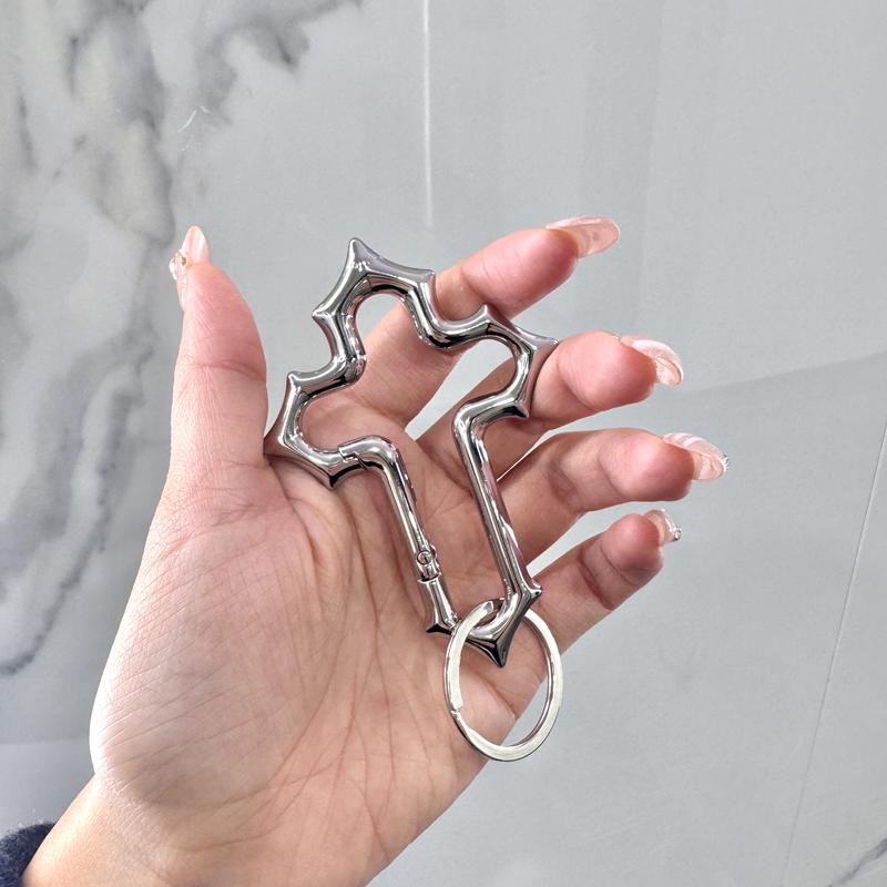 Crusader Carabiner Gothic Cross Metal Keychain Solid Design Zinc Alloy Ideal for Heavy Belt Loop Accessories Bold Streetwear Fashion