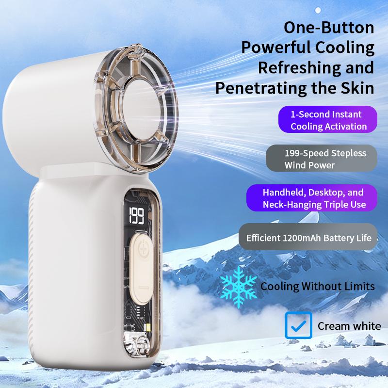 Mini Multipurpose Handheld Fan, Powerful Turbo Portable Fan with Speed Levels 1–199, 18,000 RPM High-Speed Motor, 3–13 h Max Cooling Time, 3600mAh Rechargeable Battery, Pocket Personal Travel Gadget for Women and Men