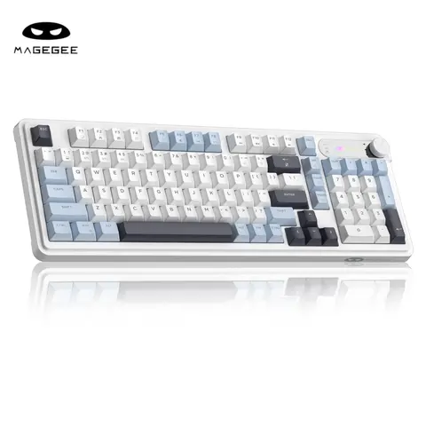 MageGee GK960 Wireless Gaming Keyboard - 98-Keys RGB Lighting, 3-Way Modes (BT 2.4G, Wired, Wireless), Mechanical-Feel with Rotary Knob, Battery-Included Gaming PC Accessories, Colorful Mechanical Gift Ideas for Gamers