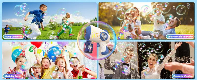 Eagle Stone 2 Pack Bubble Machine, Automatic Light Up Bubble Blower with 4 Bottles 10 Bags Refill Solution, Bubble Toys, Wedding Birthday Valentine's Day gift