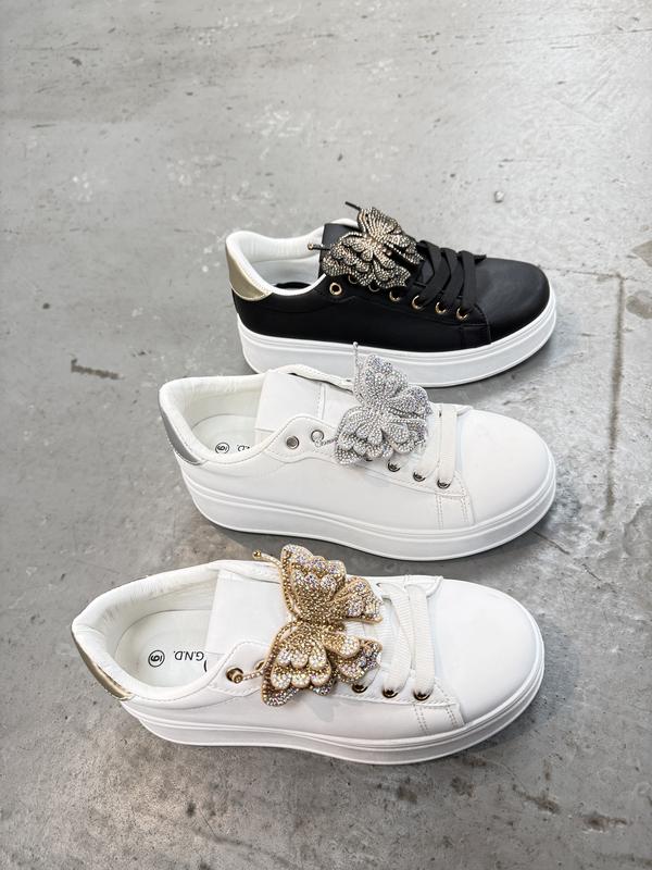 Women's Chunky Fashion Sneakers Platform Rhinestone Butterfly Casual Shoes for Everyday Wear