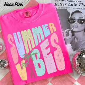 Comfort Colors Retro Summer T-Shirt, Pastel Beach Shirt, Trendy Shirt, Hello Summer Shirt, Best Gifts for Her, Oversized Women Summer Tees