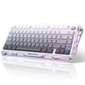 GravaStar Mercury K1 - Gradient White 75%  Wireless Mechanical Gaming Keyboard - Aluminum Alloy Exoskeleton, Gasket - Mounted, Hot - Swap Sockets, Linear Switches