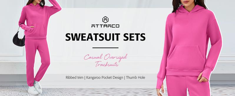 Attraco Womens 2 Piece Outfits Lounge Hoodie Sweatsuit Sets Oversized Sweatshirt Baggy Fall Fashion Sweatpants Tracksuit Set Casual Fabric 2025 Fallfreshness