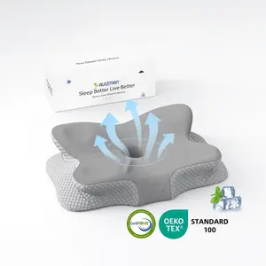 RUIZMAN Orthopedic Cervical Neck Memory Foam Pillow for Neck & Shoulder Stress Relief OEKO-TEX Certified Ergonomic Butterfly Contour Design Machine Washable Cover