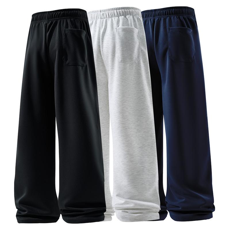 3PCS pants men sweatpants Men's Solid Thermal Lined Drawstring WaistPants,Casual Comfy Loose Fitting Trousers for Fall &Winter, Men's Bottoms for Daily Wear, Relaxed Fit, fleece sweatpants，school season 100% polyester fiber