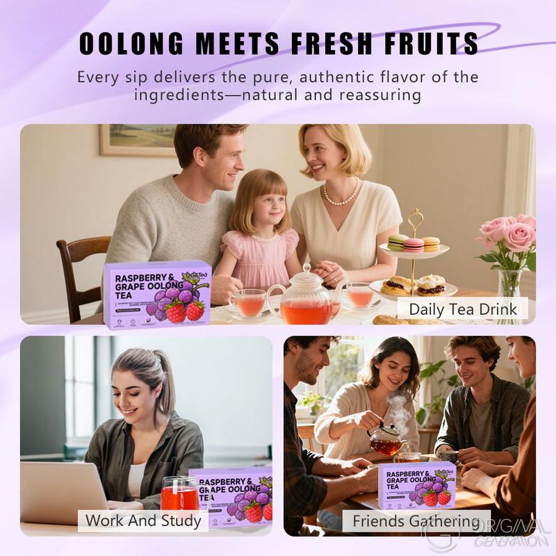 Bogo Raspberry Grape Oolong Tea 2 Cartons (70g 7g×10packs) ×2 With Forest Thermos Grape Oolong Tea Snow Pear Apple Raspberry Strawberry