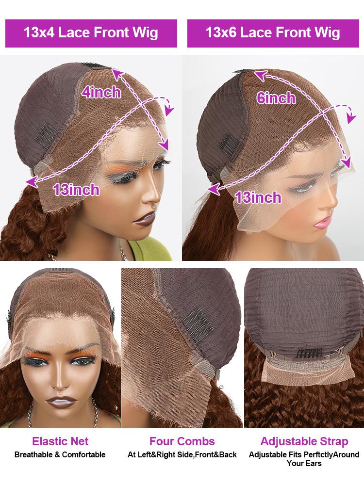 180% Density Chocolate Brown Deep Wave Human Hair Wig For Women 13×4 13×6 HD Transparent Lace Frontal Wigs 26 28 Inch Preplucked Brazilian Human Hair TikTokShopBlackFriday