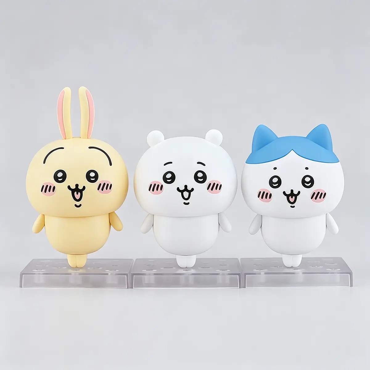 Chiikawa Chibi Figure, Usagi Hachiware Cute Movable Anime Figurines, Interchangeable Face Boxed Collectible Toy, Kawaii Desk Decor Gift for Cartoon Fans