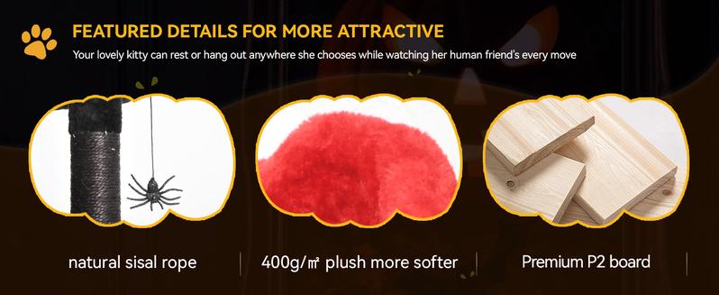 Yitahome Gothic/Christmas Cat Tree with Coffin Bed, Cat Tower for Cats with Top Perch, Spacious Cat Condos, Comfy Hammock, Scratching Post and Ladder