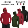HOPLYNN 3-Pack Unisex Regular Cut Polypropylene Dry Fit Hoodies - Athletic Fashion Activewear Sweatshirts, Quick Dry Long Sleeve Fishing Tops with Face Masks for Running, All Seasons Sports Use (3setc Compliant)
