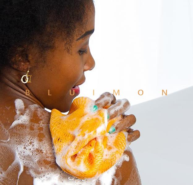 Bluimon African Exfoliating Net Sponge Ethically Sourced from Nigeria Bath Sponge Smooth Skin Shower Body Care Tool Quick-Drying Hygienic Solution