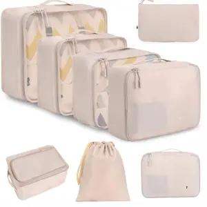 8 Set Packing Cubes Luggage Packing Organizer Bags for Travel Accessories-Blue paisley