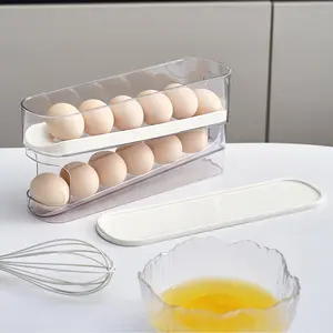 UFORU Automatic Egg Dispenser for Refrigerator, Auto-Rolling Egg Organizer with Lid & Handle, Slim Kitchen Storage Container for Fridge, Space-Saving Egg Holder for Countertop#SummerWins#DFYD