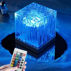 【16 Color LED Ocean Wave Projector Light】USB Powered Water Wave Light Projector, Dimmable Remote Lamp Ambient Lighting, RGB Table Lamp for Bedroom Decor, Party Decoration, Modern Night Lights, Home Decor, Gift