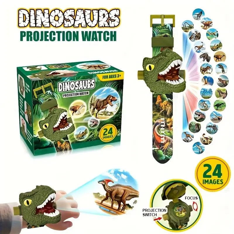 Unisex Kids Dinosaur Projector Watch - 24 Dino Images, Kids Science STEM Educational Toy, Memory Training & Observation Tool, Ages 12+ Boys Girls Development Gift