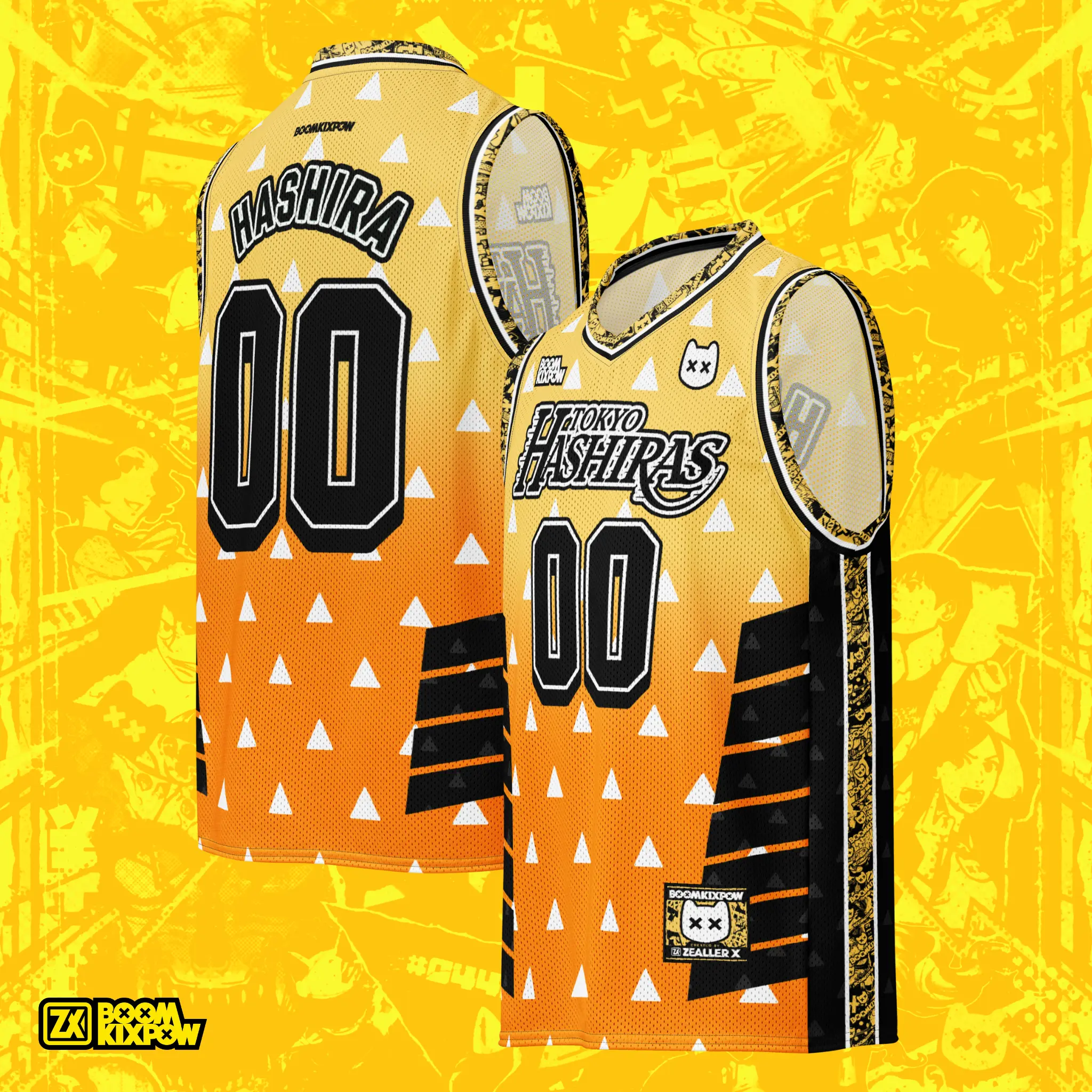 Tokyo Hashiras Basketball Jerseys - Yellow - Anime Sport Jersey