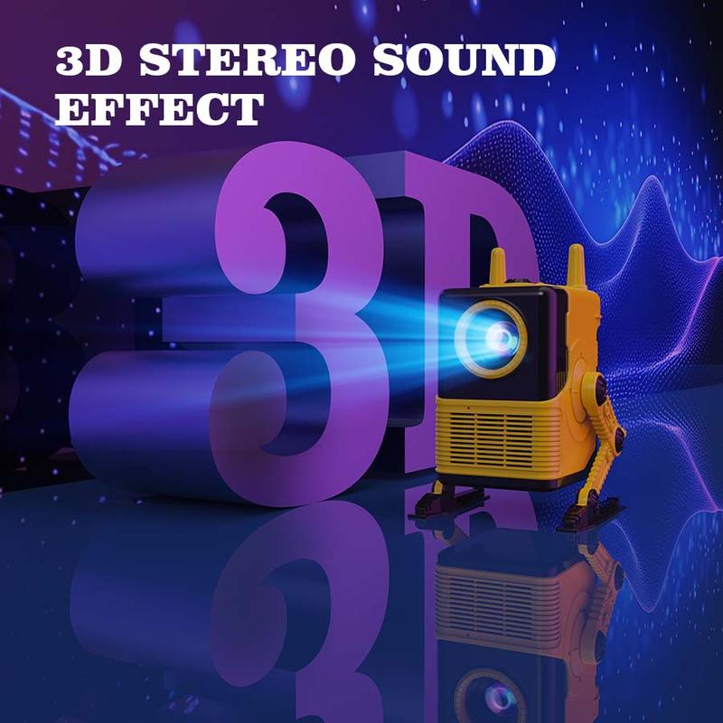 XBJ portable Projector Android TV 11.0 1920x1080P WiFi Bluetooth 120° Rotatable Auto Focus Home Outdoor Movie Proyector Smart Projector with Netflix and 5000+ Apps Perfect Mothers Day Gift Audio Yellow window projector