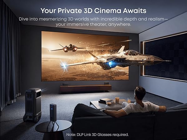 Nebula X1 Pro Triple Laser 4K Home & Outdoor Cinema Projector, 3500 ANSI Lumens Mobile Theater, 7.1.4 Spatial Sound, Official Dolby Atmos, Optical Zoom, 56000:1 Contrast, Intelligent Setup