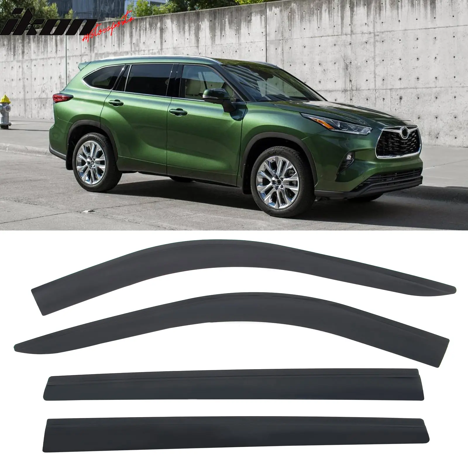 Window Visors for Toyota Highlander 2020-2025 Low Profile Style Tape-On