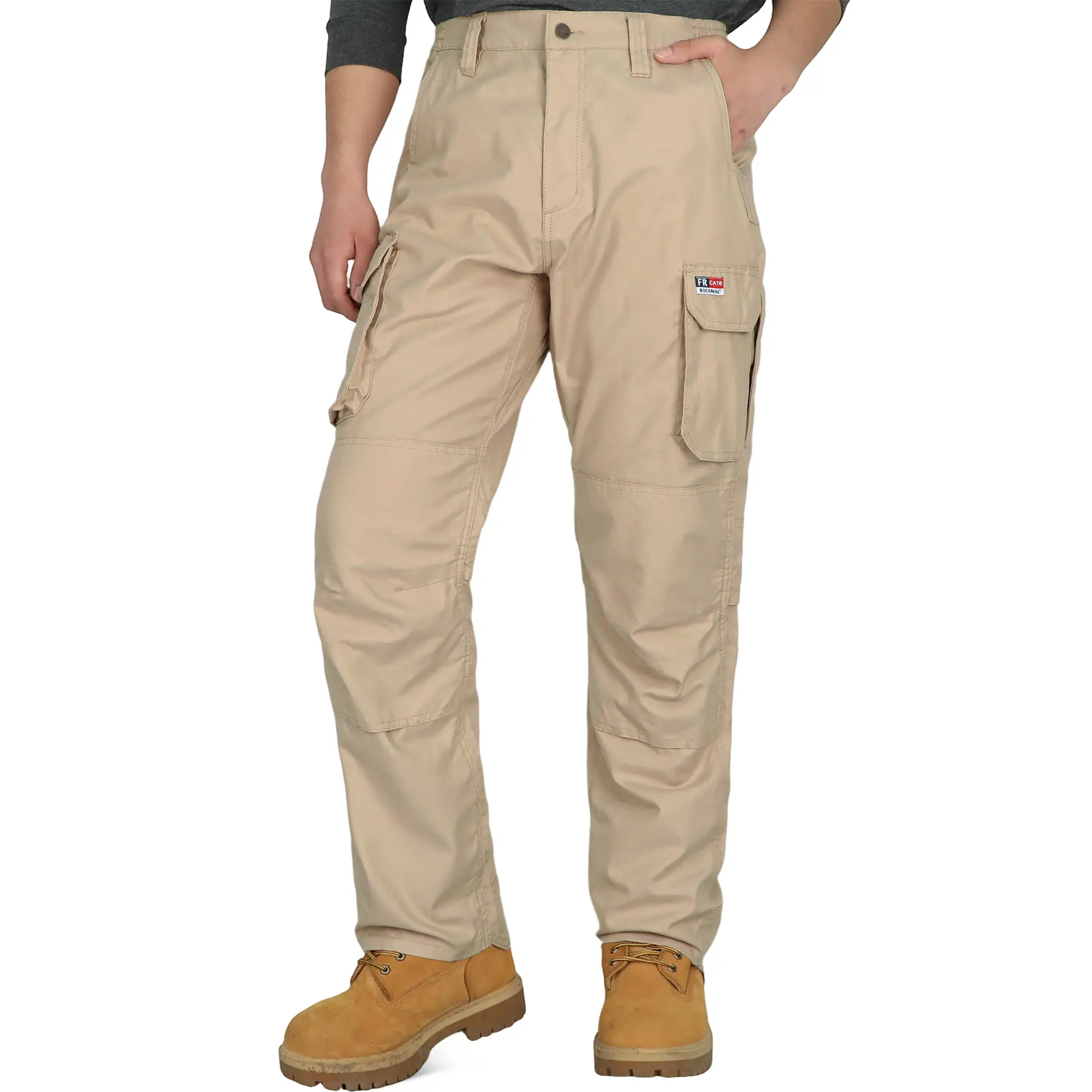 Men's 6.5 oz Flame-Resistant Cargo Pants, Breathable Mesh Fabric, Airflow Vented Design, Stain-Resistant, Pockets for Summer Outdoors - B339, Loose-Fitting