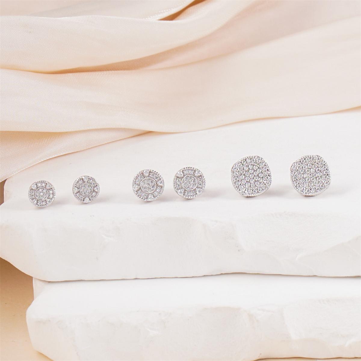 Delzzad 18K Gold-Plated Circle Shape Stud Earrings VVS Synthetic Moissanite Stud Earrings Jewelry S925 Stud Perfect Birthday Mother’s Day Christmas Gift for Men Women Silver Earrings Golden Earrings Wedding Set