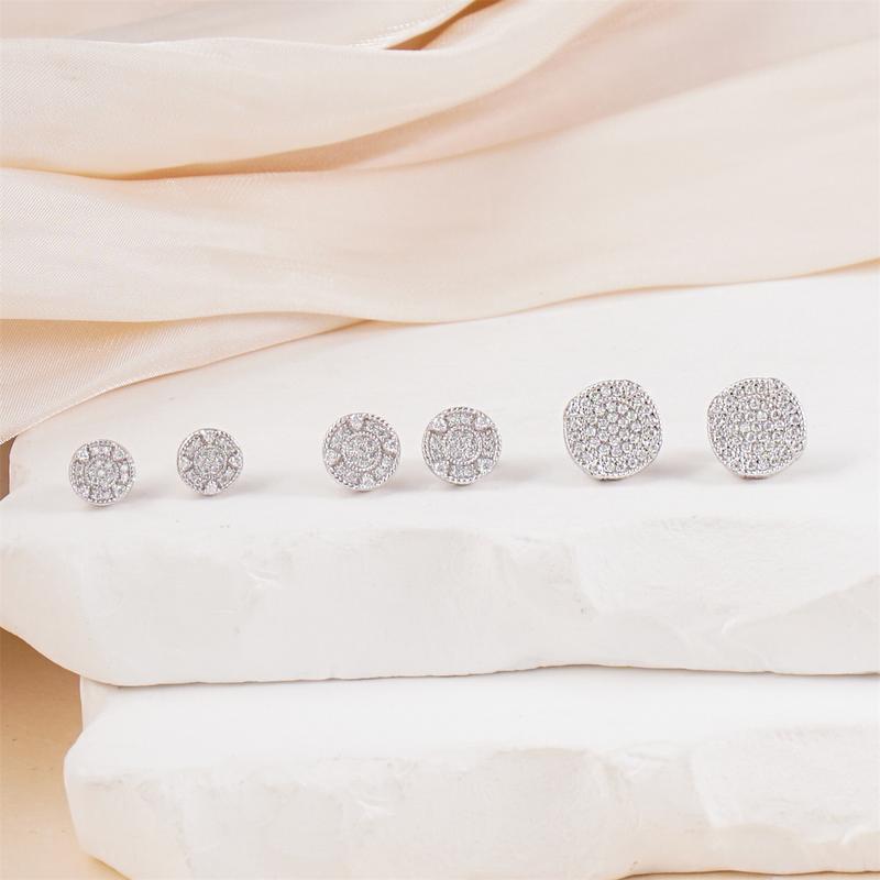 Delzzad 18K Gold-Plated Circle Shape Stud Earrings VVS Synthetic Moissanite Stud Earrings Jewelry S925 Stud Perfect Birthday Mother’s Day Christmas Gift for Men Women Silver Earrings Golden Earrings Wedding Set