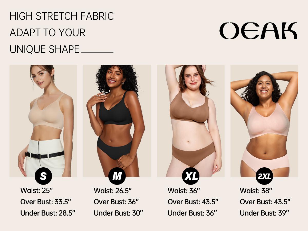 OEAK Women's Seamless Plus Bra Wireless Support Push Up Jelly Bra Comfort Full Coverage Plus Size Bras V Neck Sleep T-Shirt Everyday Bralettes