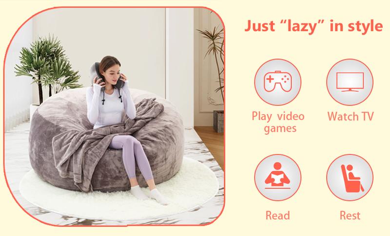 3FT/4FT/5'FT/Jumbo(with Filler) bean bag Lazy sofa beanbag Chair Ship Free High-Rebound Memory Foam Furniture Flannel Cover Removable 3FT/4FT/5'FT/Jumbo(with Filler) bean bag Lazy sofa beanbag Chair Ship Free High-Rebound Memory Foam Furniture Flannel Cover Removable