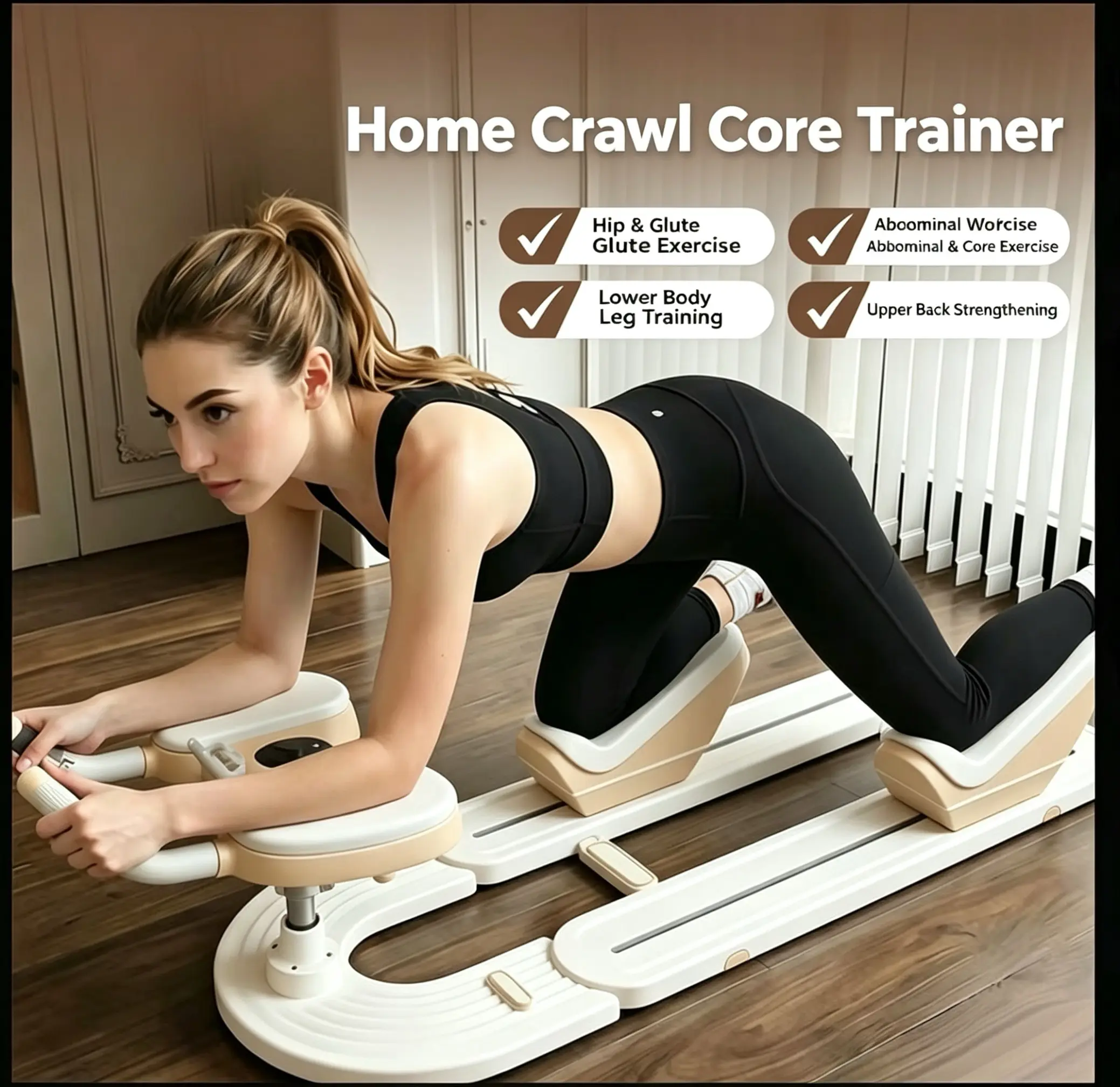 Silent Sliding Core Workout Machine, Portable Low-Impact Crawl Trainer for Full-Body Abs, Glute, and Lower Body Leg Training at Home, Home Workout, Exercise Equipment, Home Gym Equipment