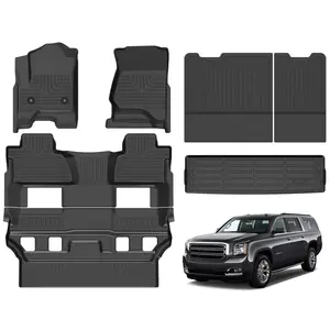 COLANAT for Chevy Tahoe & GMC Yukon 2015-2020 (Standard Wheelbase Only - Not XL) 3-Row Floor Mats & Cargo Liner Set, Fits Denali SLE SLT Odorless All-Weather 3D Custom Fit Secure Factory Retention Waterproof Durable Heavy-Duty Accessories Automotive