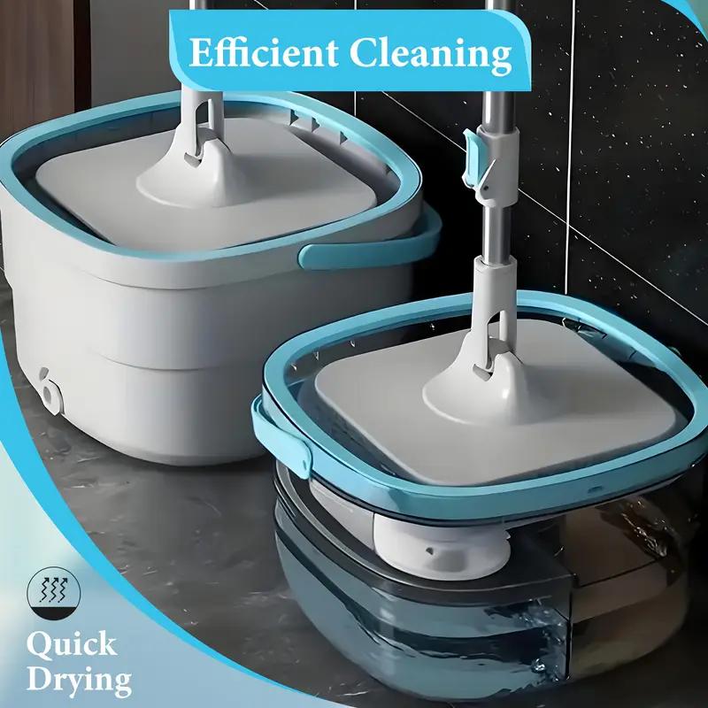 Bepatio 360° Spin Mop and Bucket Set with 2/4 Microfiber Refills , Square Spin Mop Head & Dual Compartment Mop Bucket , Wet And Dry Use, Perfect for Bedroom & Living room & Bathroom