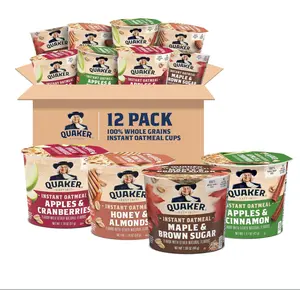 Quaker Instant Oatmeal Express Cups, 4 Flavor Variety Pack, 1.76 Ounce (Pack of 12)