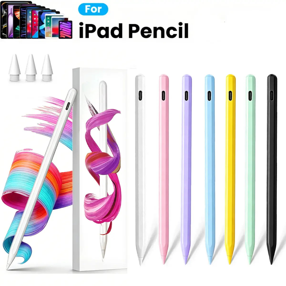 Stylus Pen for iPad 6th-11th Generation-2X Fast Charge Active Pencil Compatible with 2018-2026 Apple iPad Pro 11"/12.9"/M4, iPad Air 3/4/5/M2/M3/M4,iPad mini 5/6/7 Gen BackToSchool