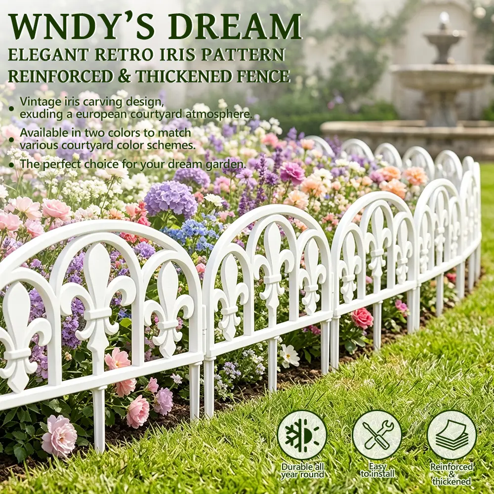 10pcs Heavy-Duty Plastic Garden Fence Panels Set, Outdoor Landscape Edge Fencing with Ends, Easy-to-Install Animal Barrier for Patio, Yard
