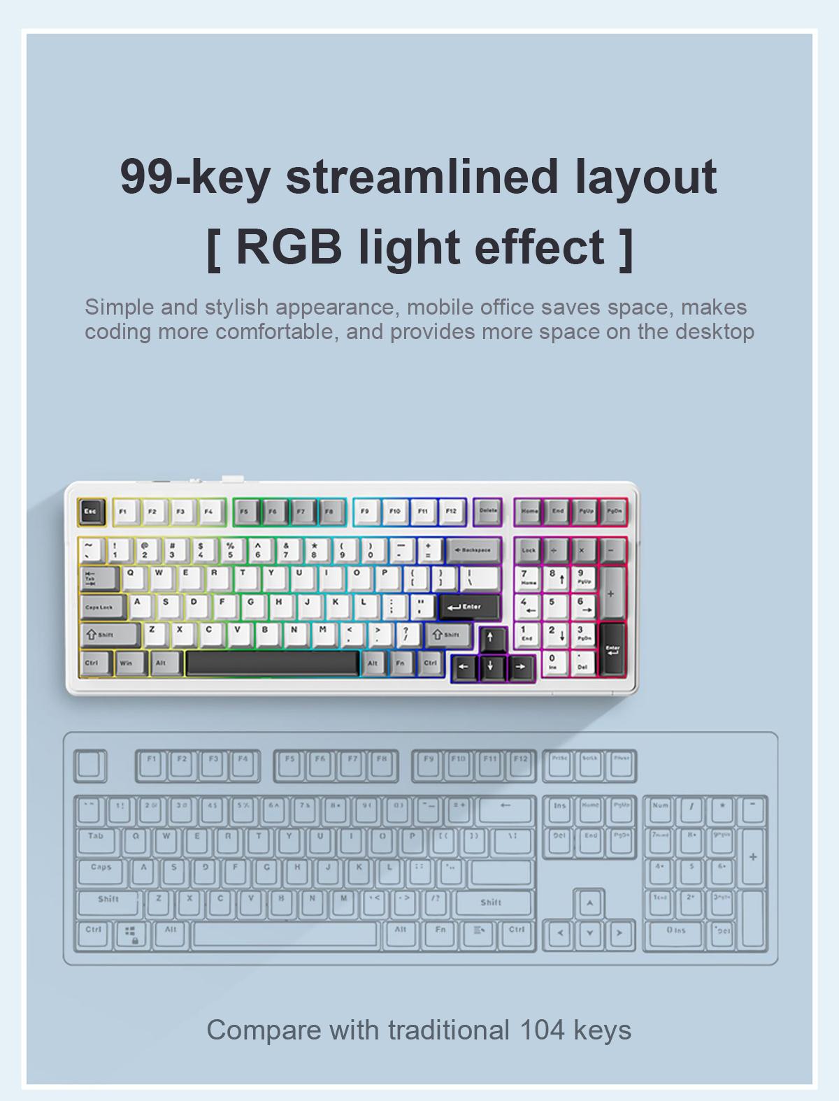 AULA F99 Wireless Mechanical Gaming Keyboard, Numpad Tri-Modes 2.4G Bluetooth Compatible Hot Swappable Custom Keyboard, Pre-lubed Linear Switches, Gasket Structure, RGB Rainbow Backlit Keyboard for Office Computer Creamy Keyboard TikTokShopfalldealsforyou AULA F99 Wireless Mechanical Gaming Keyboard, Numpad Tri-Modes 2.4G Bluetooth Compatible Hot Swappable Custom Keyboard, Pre-lubed Linear Switches, Gasket Structure, RGB Rainbow Backlit Keyboard for Office Computer Creamy Keyboard TikTokShopfalldealsforyou
