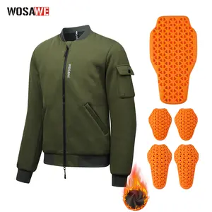 WOSAWE Men's Motorcycle Bomber Jacket with Back Pads Biker Coats Winter Fleeced Riding Outwear